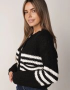 j&x Cardigan elegant cu lână în dungi Werise Negru
