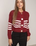 j&x Cardigan elegant cu lână în dungi Werise Roșu