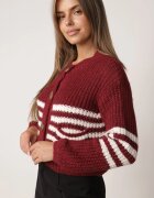 j&x Cardigan elegant cu lână în dungi Werise Roșu