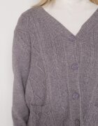 j&x Cardigan Gri din bumbac decorat cu model împletit și buzunare Mevesava