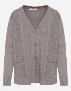 j&x Cardigan Gri din bumbac decorat cu model împletit și buzunare Mevesava