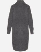 j&x Cardigan Gri închis din Lână cu Croială Dreaptă Lungă cu Guler Înalt cu Fermoar Boniala
