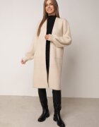 j&x Cardigan lung cu bumbac și lână fără închidere Junibe Bej