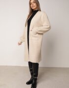 j&x Cardigan lung cu bumbac și lână fără închidere Junibe Bej