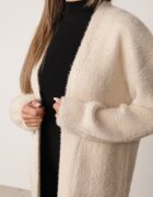 j&x Cardigan lung cu bumbac și lână fără închidere Junibe Bej