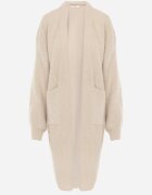 j&x Cardigan lung cu bumbac și lână fără închidere Junibe Bej