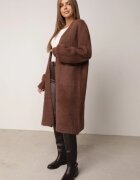 j&x Cardigan lung cu bumbac și lână fără închidere Junibe Maro