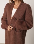 j&x Cardigan lung cu bumbac și lână fără închidere Junibe Maro
