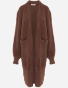 j&x Cardigan lung cu bumbac și lână fără închidere Junibe Maro