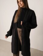 j&x Cardigan lung cu bumbac și lână fără închidere Junibe Negru