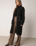 j&x Cardigan lung cu bumbac și lână fără închidere Junibe Negru