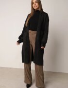 j&x Cardigan lung cu bumbac și lână fără închidere Junibe Negru