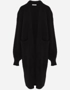 j&x Cardigan lung cu bumbac și lână fără închidere Junibe Negru