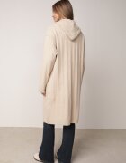 j&x Cardigan lung descheiat cu bumbac lână și glugă cu împletituri Jadani Bej
