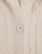 j&x Cardigan lung descheiat cu bumbac lână și glugă cu împletituri Jadani Bej