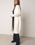 j&x Cardigan lung descheiat cu bumbac lână și glugă cu împletituri Jadani Bej deschis