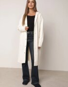j&x Cardigan lung descheiat cu bumbac lână și glugă cu împletituri Jadani Bej deschis
