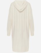 j&x Cardigan lung descheiat cu bumbac lână și glugă cu împletituri Jadani Bej deschis