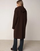 j&x Cardigan lung descheiat cu bumbac lână și glugă cu împletituri Jadani Maro