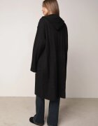 j&x Cardigan lung descheiat cu bumbac lână și glugă cu împletituri Jadani Negru