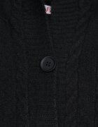 j&x Cardigan lung descheiat cu bumbac lână și glugă cu împletituri Jadani Negru