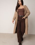 j&x Cardigan lung descheiat cu lână și cu glugă Ciliafa Bej