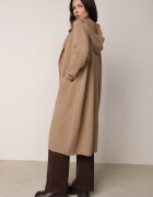 j&x Cardigan lung descheiat cu lână și cu glugă Ciliafa Bej