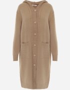 j&x Cardigan lung descheiat cu lână și cu glugă Ciliafa Bej