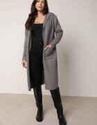 j&x Cardigan lung descheiat cu lână și cu glugă Ciliafa Gri