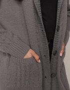 j&x Cardigan lung descheiat cu lână și cu glugă Ciliafa Gri