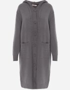 j&x Cardigan lung descheiat cu lână și cu glugă Ciliafa Gri