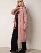 j&x Cardigan lung descheiat cu lână și cu glugă Ciliafa Roz