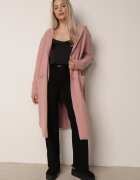 j&x Cardigan lung descheiat cu lână și cu glugă Ciliafa Roz