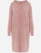 j&x Cardigan lung descheiat cu lână și cu glugă Ciliafa Roz