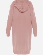 j&x Cardigan lung descheiat cu lână și cu glugă Ciliafa Roz
