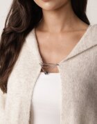 j&x Cardigan lung fără închidere cu lână cu glugă și broșă decorativă Saromia Bej