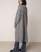 j&x Cardigan lung fără închidere cu lână cu glugă și broșă decorativă Saromia Gri