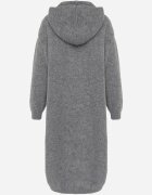 j&x Cardigan lung fără închidere cu lână cu glugă și broșă decorativă Saromia Gri