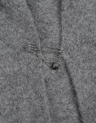 j&x Cardigan lung fără închidere cu lână cu glugă și broșă decorativă Saromia Gri