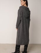 j&x Cardigan lung fără închidere cu lână cu glugă și broșă decorativă Saromia Gri închis