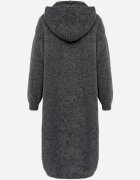 j&x Cardigan lung fără închidere cu lână cu glugă și broșă decorativă Saromia Gri închis