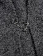 j&x Cardigan lung fără închidere cu lână cu glugă și broșă decorativă Saromia Gri închis