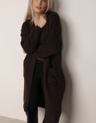 j&x Cardigan lung fără închidere cu lână cu glugă și broșă decorativă Saromia Maro