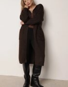 j&x Cardigan lung fără închidere cu lână cu glugă și broșă decorativă Saromia Maro