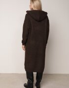 j&x Cardigan lung fără închidere cu lână cu glugă și broșă decorativă Saromia Maro