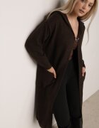 j&x Cardigan lung fără închidere cu lână cu glugă și broșă decorativă Saromia Maro