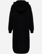 j&x Cardigan lung fără închidere cu lână cu glugă și broșă decorativă Saromia Negru