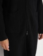 j&x Cardigan Negru din Lână cu Croială Dreaptă Lungă cu Guler Înalt cu Fermoar Boniala
