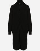 j&x Cardigan Negru din Lână cu Croială Dreaptă Lungă cu Guler Înalt cu Fermoar Boniala