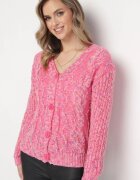 j&x Cardigan roz cu nasturi și borduri reiate Aigo